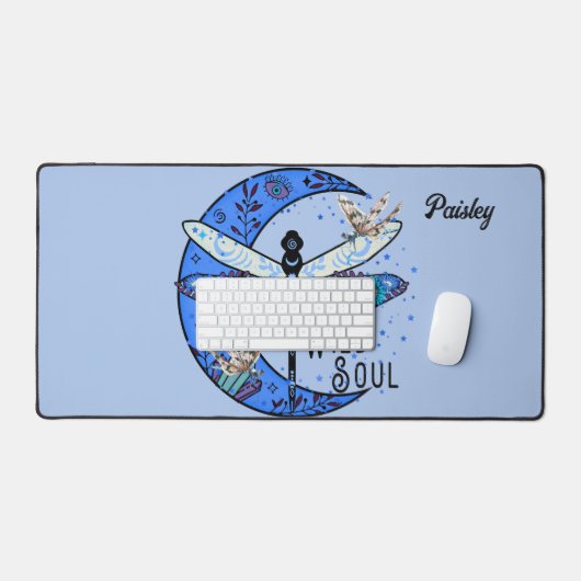 Mat de bureau avec lune et libellules (Clavier et souris)