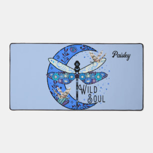 Mat de bureau avec lune et libellules