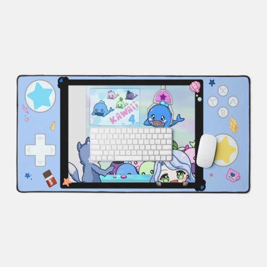 Mat de bureau bleu (Clavier et souris)