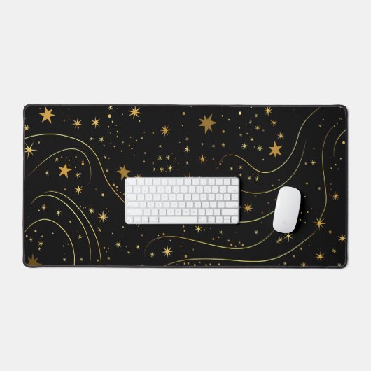 Mat de bureau céleste Gold Starry Night (Clavier et souris)