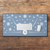 Mat de bureau de Monogramme à fleurs bleues Dusty