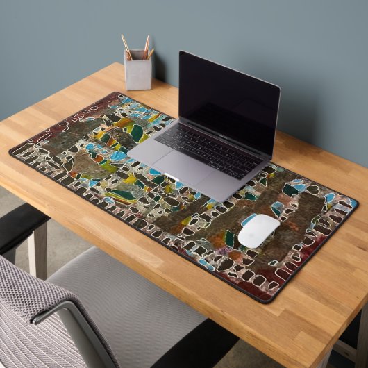 Mat de bureau en marron gris bleu & vert (Bureau 2)