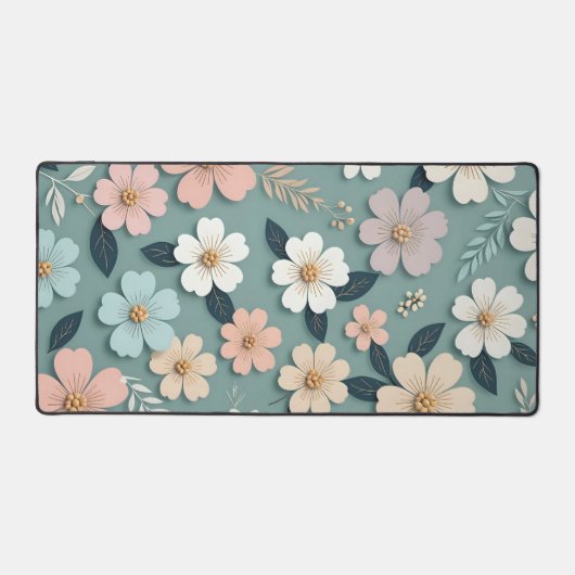 Mat de bureau floral - Nom personnalisé Décor de b (Recto)