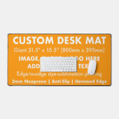 Mat de bureau géant sur mesure - Tangerine Orange (Clavier et souris)