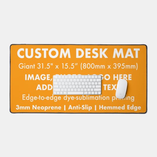 Mat de bureau géant sur mesure - Tangerine Orange (Clavier et souris)