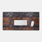 Mat de bureau médiéval en cuir et fer rustique (Clavier et souris)