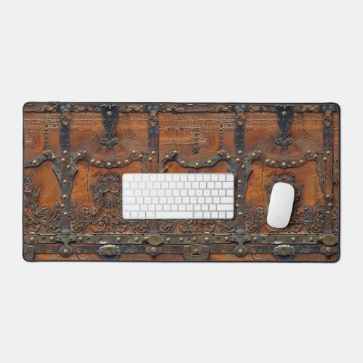 Mat de bureau médiéval en cuir rustique (Clavier et souris)