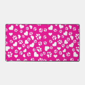 Mat de bureau rose avec Empreintes de pattes blanc (Recto)