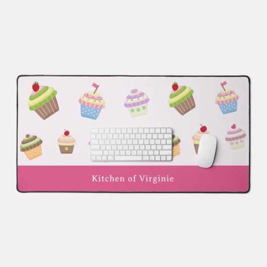 Mat de bureau rose Cupcake (Clavier et souris)