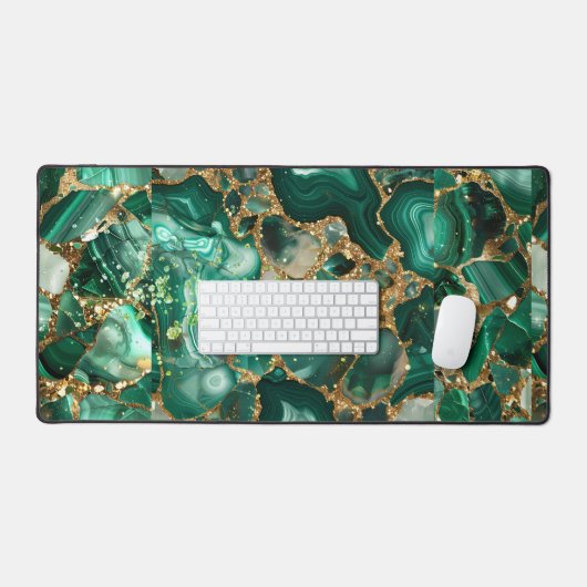 Mat de bureau Vert Jasper et Or (Clavier et souris)