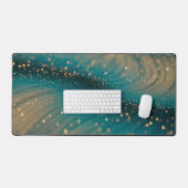 Mat du bureau d'ondulation Turquoise et or Abstrai (Clavier et souris)
