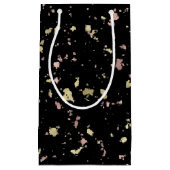 Mat Goud en Roos Gouden Vlokken Zwart Klein Cadeauzakje (Voorkant)