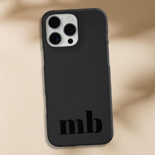 Mat Zwart Minimalistisch Modern Initiaal Monogram iPhone 16 Pro Max Hoesje