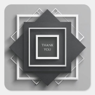 Mat Zwart & Wit Lijst Modern Elegant Huwelijk Vierkante Sticker