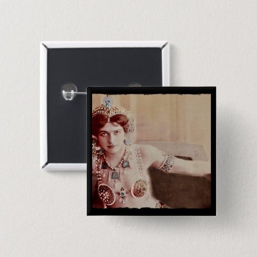 Mata Hari Harem Costume Vierkante Button 5,1 Cm (Voorkant /achterkant)