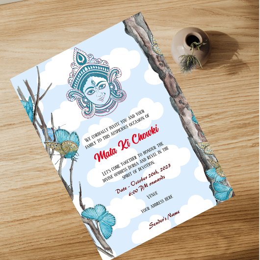 Mata Ki Chowki Goddess Durga Jagrata Uitnodiging