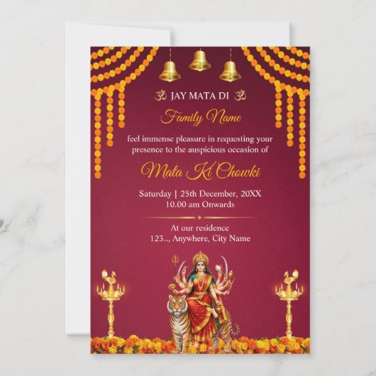 Mata Ki Chowki Uitnodiging Template (Voorkant)