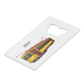 Mata trolley cartoon illustratie kredietkaart flessenopener (Achterkant Gekanteld)