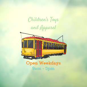 Mata trolley cartoon illustratie raamsticker