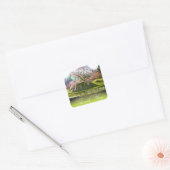 Matabei-Zakura: Weeping Cherry Tree Vierkante Sticker (Envelop)