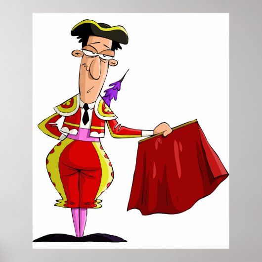 Matador with Red Cape Spanish Bullfighter Poster (Voorkant)