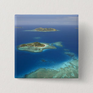 Matamanoa-eiland en koraalrif, Mamanuca-eiland Vierkante Button 5,1 Cm