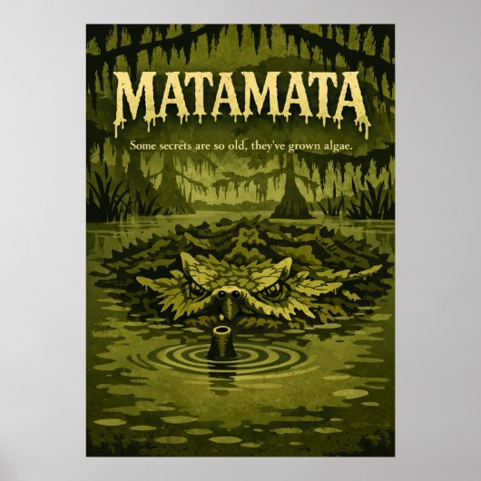 Matamata Swamp Creature Retro Art Poster (Voorkant)