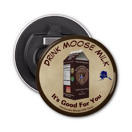 Matanuska Moose Milk Button Flesopener (Voorkant)