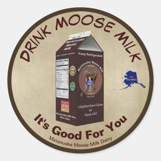 Matanuska Moose Milk Ronde Sticker (Voorkant)