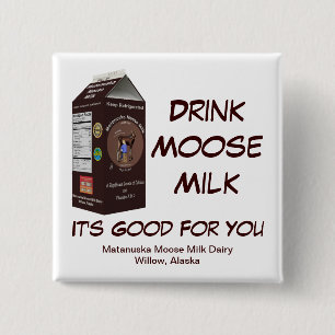 Matanuska Moose Milk Vierkante Button 5,1 Cm