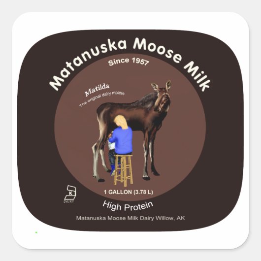 Matanuska Moose Milk Vierkante Sticker (Voorkant)