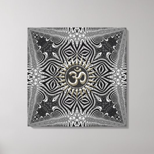 Matanya Silver Aum Star B+W Tribal Wrapped Canvas (Voorkant)