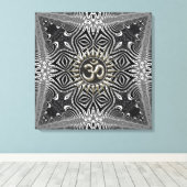 Matanya Silver Aum Star B+W Tribal Wrapped Canvas Afdruk (Insitu (Houten vloer))