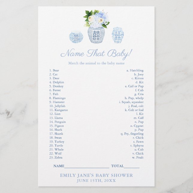 Match Baby Animal met mama Classy Shower-Kaart (Voorkant)