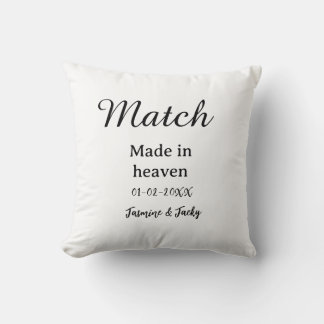 Match made in heaven add name date simple calligra kussen