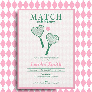 Match made in Heaven Tennis Club Bachelorette Kaart