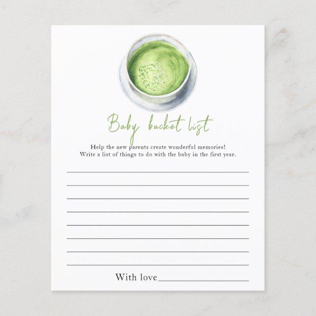 Matcha baby shower - Baby bucket list (Voorkant)