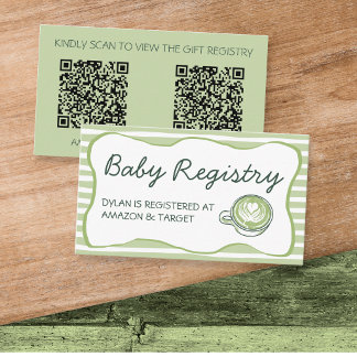 Matcha Baby Shower Cadeau Registratie QR-code Informatiekaartje