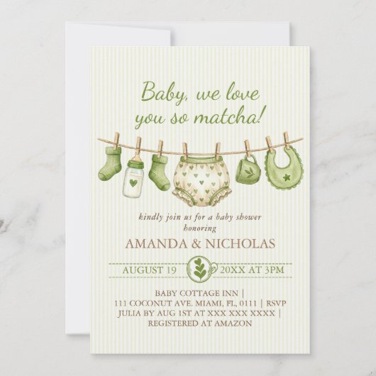 Matcha Baby Shower Invitation (Devant)
