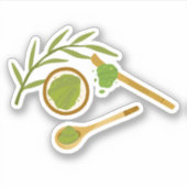 Matcha boba groene thee, matcha poeder sticker (Voorkant)