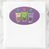 Matcha boba thee groene drink Taro tapioca Japa Ovale Sticker (Tas)