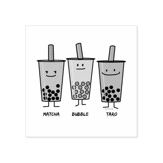 Matcha boba thee groene drink Taro tapioca Japa Rubberstempel (Afrduk)