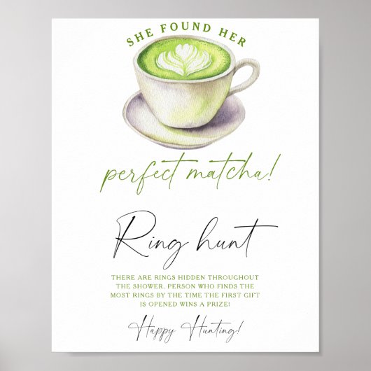 Matcha bridal shower Ring hunt game Poster (Voorkant)