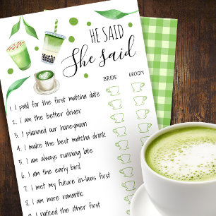 Matcha Bruidsfeest Spelkaart Flyer