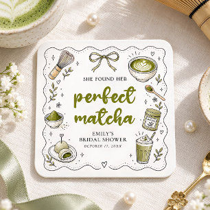 Matcha Bruiloftsfeest Ze vond haar perfect matcha Vierkante Kartonnen Onderzetter