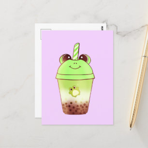 Matcha Bubble Tea Milk Tea Frog Briefkaart