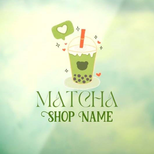Matcha Bubble Tea Raamsticker (Vel 3)