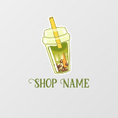 Matcha Bubble Tea Raamsticker (Vel)