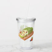 Matcha Cake Roll Illustratie Acryl Drinkbeker (Achterkant)