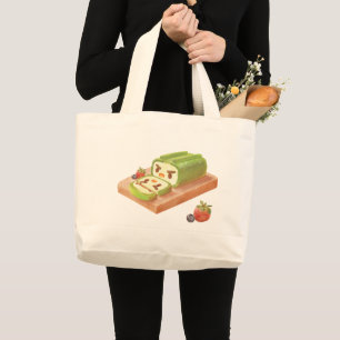 Matcha Cake Roll Illustratie Grote Tote Bag
